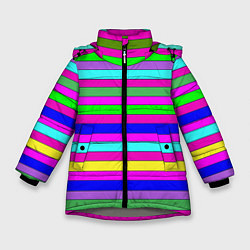 Зимняя куртка для девочки Multicolored neon bright stripes