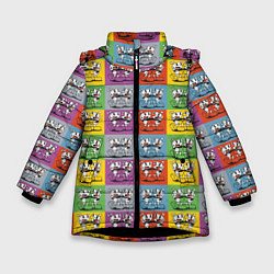 Куртка зимняя для девочки Игра Сuphead, цвет: 3D-черный