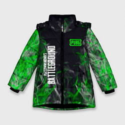 Куртка зимняя для девочки Pubg - зелёное пламя, цвет: 3D-черный
