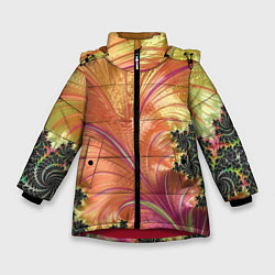 Куртка зимняя для девочки Фрактальный динамичный паттерн, цвет: 3D-красный