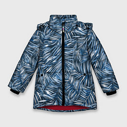 Куртка зимняя для девочки Тропические листья пальмы, цвет: 3D-красный