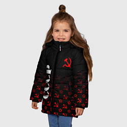 Куртка зимняя для девочки Серп и молот - ссср - паттерн, цвет: 3D-светло-серый — фото 2
