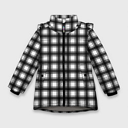 Куртка зимняя для девочки Black and white trendy checkered pattern, цвет: 3D-светло-серый