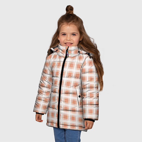 Зимняя куртка для девочки Light beige plaid fashionable checkered pattern / 3D-Красный – фото 3