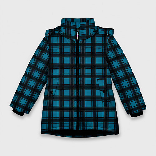 Зимняя куртка для девочки Black and blue plaid / 3D-Черный – фото 1