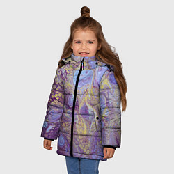 Куртка зимняя для девочки Абстрактное множество красок - Серый, цвет: 3D-красный — фото 2