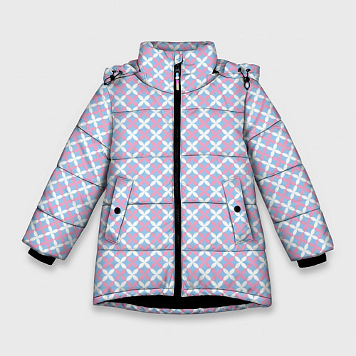 Зимняя куртка для девочки Светлые голубые узоры / 3D-Черный – фото 1