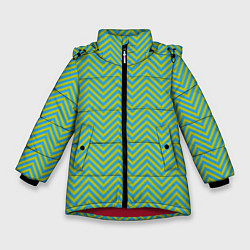 Куртка зимняя для девочки Зеленые зигзаги, цвет: 3D-красный