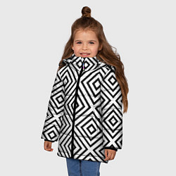 Куртка зимняя для девочки Абстрактные геометрические ромбы - Обман зрения, цвет: 3D-светло-серый — фото 2