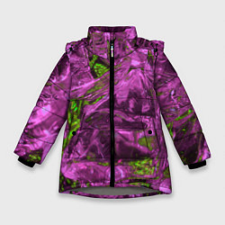Куртка зимняя для девочки Неоновые куски льда - Розовый, цвет: 3D-светло-серый