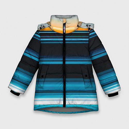 Зимняя куртка для девочки Градиент восход солнца / 3D-Светло-серый – фото 1