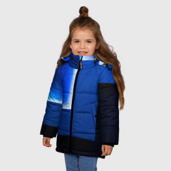 Куртка зимняя для девочки Абстрактные геометрические фигуры - Cиний, цвет: 3D-светло-серый — фото 2