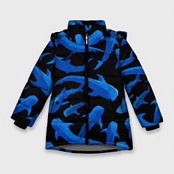 Зимняя куртка для девочки Стая акул - паттерн