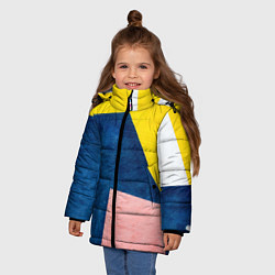 Куртка зимняя для девочки Абстрактный набор геометрических фигур - Жёлтый, цвет: 3D-светло-серый — фото 2