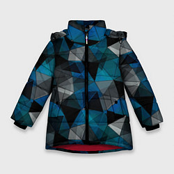 Куртка зимняя для девочки Сине-черный геометрический, цвет: 3D-красный