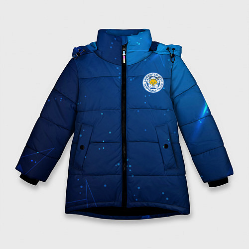 Зимняя куртка для девочки Сборная Уругвая синяя абстракция / 3D-Черный – фото 1