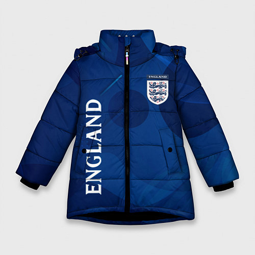 Зимняя куртка для девочки Сборная Англии Синяя Абстракция / 3D-Черный – фото 1