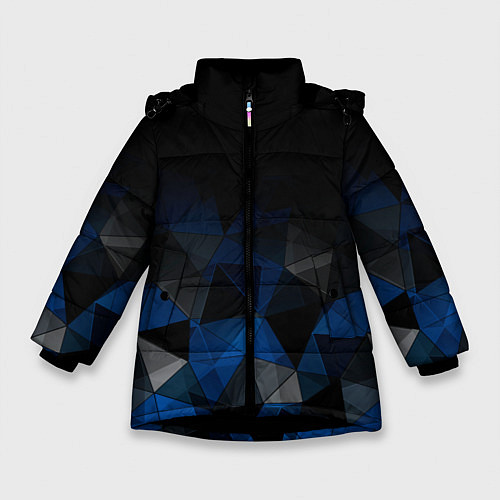 Зимняя куртка для девочки Черно-синий геометрический / 3D-Черный – фото 1