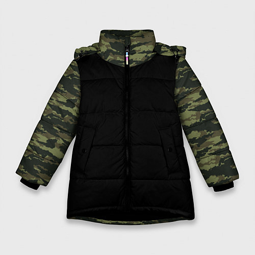 Зимняя куртка для девочки Кроссфит униформа - камуфляж / 3D-Черный – фото 1