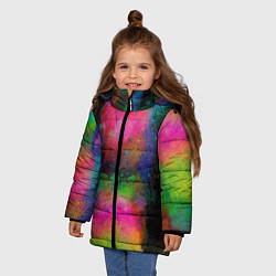 Куртка зимняя для девочки Разноцветные брызги кляксы, цвет: 3D-светло-серый — фото 2