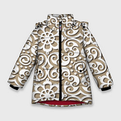 Зимняя куртка для девочки Цветочный кружевной орнамент