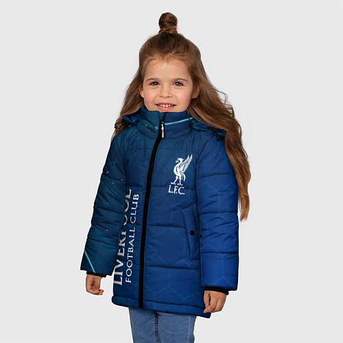 Зимняя куртка для девочки Liverpool Соты Абстракция / 3D-Красный – фото 3