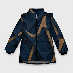 Куртка зимняя для девочки Абстрактный фон сетка, цвет: 3D-светло-серый