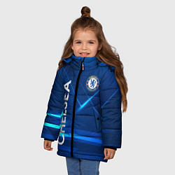 Куртка зимняя для девочки Chelsea Синяя абстракция, цвет: 3D-светло-серый — фото 2