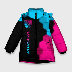 Зимняя куртка для девочки Porsche - neon gradient: по-вертикали