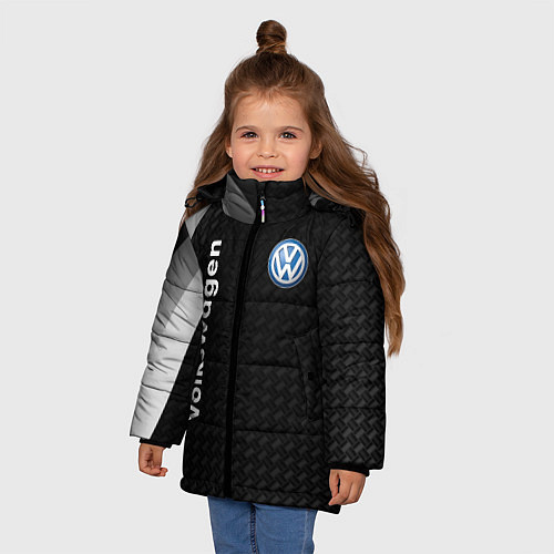 Зимняя куртка для девочки Volkswagen карбон / 3D-Красный – фото 3