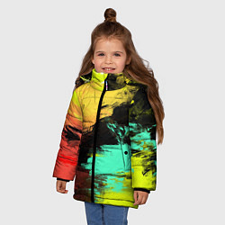 Куртка зимняя для девочки Яркий красочный гранж, цвет: 3D-черный — фото 2