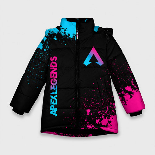 Зимняя куртка для девочки Apex Legends - neon gradient: символ и надпись вер / 3D-Черный – фото 1