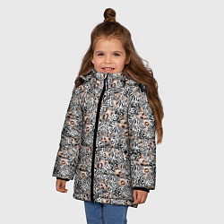 Куртка зимняя для девочки Тигрово-леопардовый геометрический, цвет: 3D-черный — фото 2