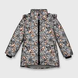 Зимняя куртка для девочки Тигрово-леопардовый геометрический