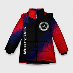 Куртка зимняя для девочки Mercedes красный карбон, цвет: 3D-черный