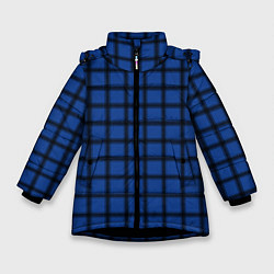 Куртка зимняя для девочки Крупная темно-синяя клетка, цвет: 3D-черный