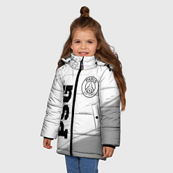 Куртка зимняя для девочки PSG sport на светлом фоне: символ и надпись вертик, цвет: 3D-черный — фото 2