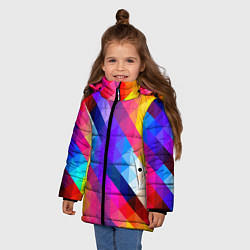 Куртка зимняя для девочки Яркие квадраты, цвет: 3D-черный — фото 2