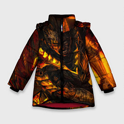 Куртка зимняя для девочки Берсерк Гатс В Огне, цвет: 3D-красный