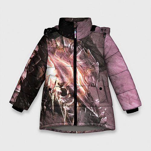Зимняя куртка для девочки Берсерк Гатс В Доспехах Извергает Огонь / 3D-Светло-серый – фото 1