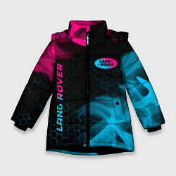 Зимняя куртка для девочки Land Rover - neon gradient: символ и надпись верти