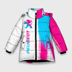 Куртка зимняя для девочки Peugeot neon gradient style: по-вертикали, цвет: 3D-черный