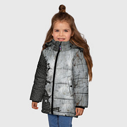 Куртка зимняя для девочки Рваный металл на сетке, цвет: 3D-черный — фото 2