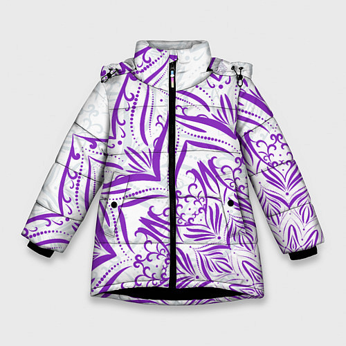 Зимняя куртка для девочки Бесконечность мандал / 3D-Черный – фото 1