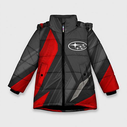 Зимняя куртка для девочки Subaru sports racing / 3D-Черный – фото 1