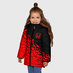 Куртка зимняя для девочки Honda - красные брызги, цвет: 3D-светло-серый — фото 2