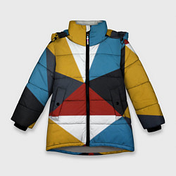 Куртка зимняя для девочки Абстрактный набор разноцветных геометрических фигу, цвет: 3D-светло-серый