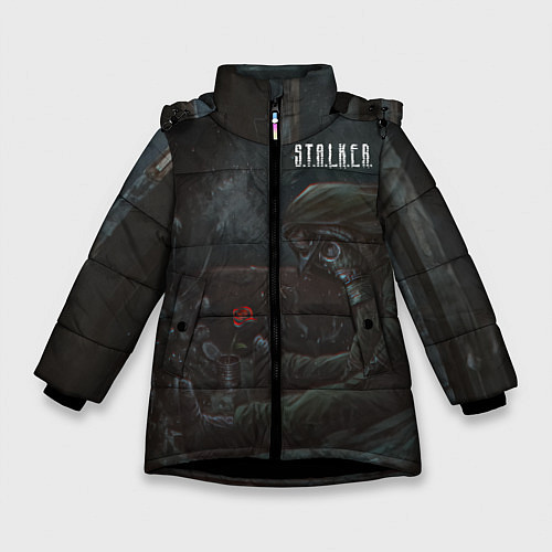 Зимняя куртка для девочки STALKER С Розой / 3D-Черный – фото 1