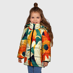 Куртка зимняя для девочки Винтажный цветочный рисунок, цвет: 3D-красный — фото 2