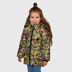 Куртка зимняя для девочки Симпсоны все Герои, цвет: 3D-красный — фото 2